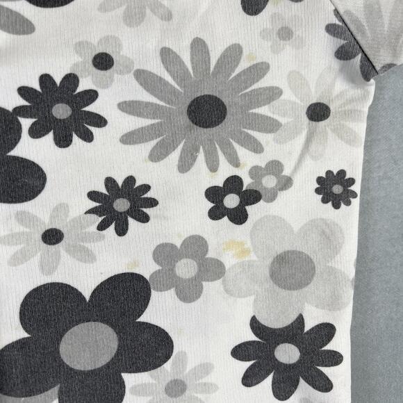 Vintage 90s Charlotte Russe Floral Button Up Top Womens XS* White Gray Collared - Picture 4 of 6